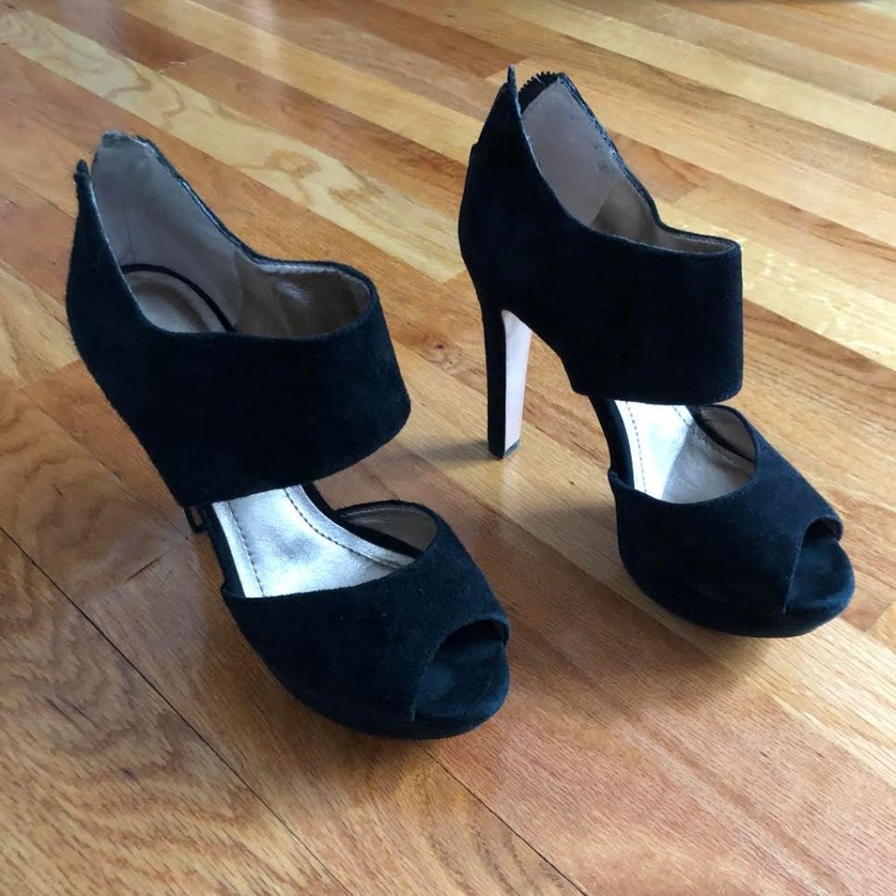 BCBG Black Suede Heels